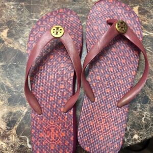 Tory Burch Burgundy and Violet Flip Flops